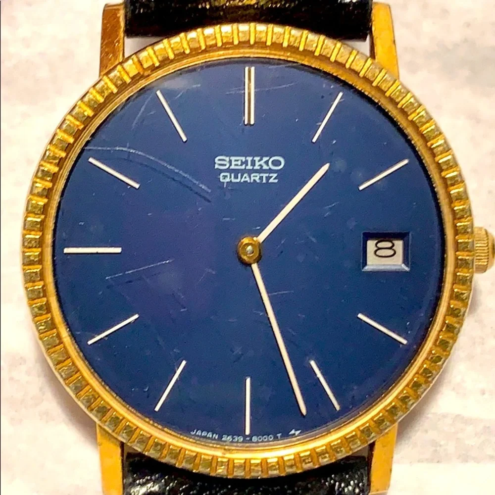 Seiko vintage gold plated st. Steel date watch